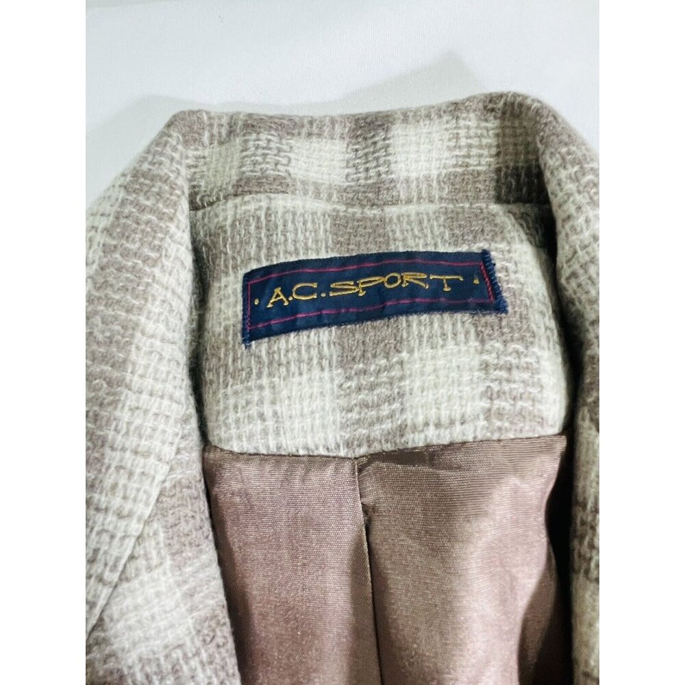 AC Sport Vintage Retro Wool Tan Brown Plaid Blazer Jacket With Tags Size 4 - Picture 9 of 12